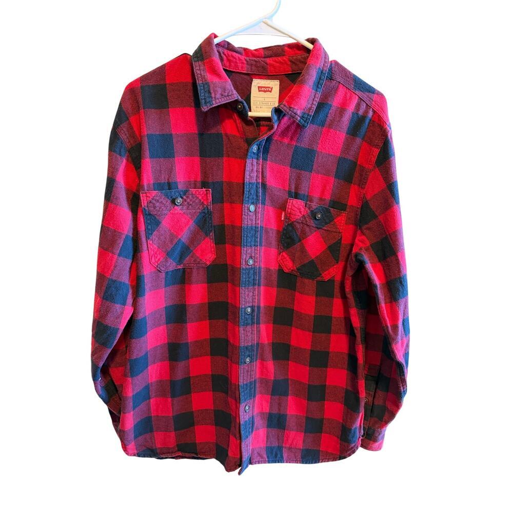 Levi’s Red Black Classic Buffalo Plaid Long Sleeve Flannel Men’s Button Down L